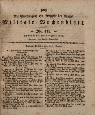 Militär-Wochenblatt Samstag 5. Juni 1824