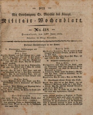 Militär-Wochenblatt Samstag 26. Juni 1824