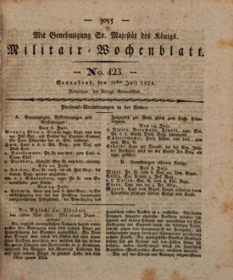 Militär-Wochenblatt Samstag 31. Juli 1824