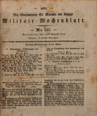 Militär-Wochenblatt Samstag 14. August 1824