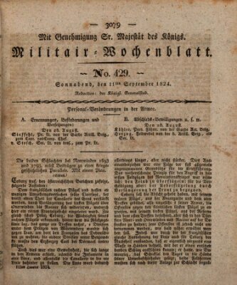 Militär-Wochenblatt Samstag 11. September 1824