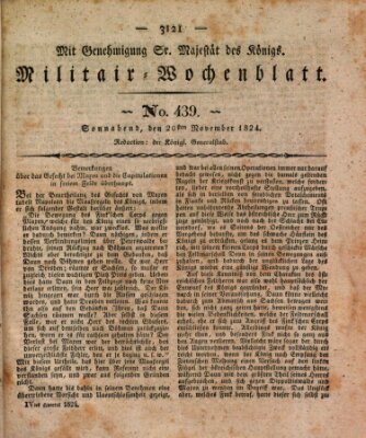 Militär-Wochenblatt Samstag 20. November 1824