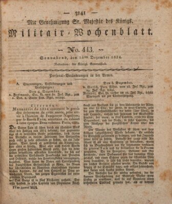 Militär-Wochenblatt Samstag 18. Dezember 1824