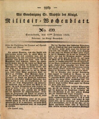 Militär-Wochenblatt Samstag 14. Januar 1826