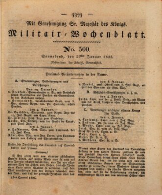 Militär-Wochenblatt Samstag 21. Januar 1826