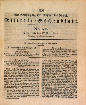 Militär-Wochenblatt Samstag 4. März 1826