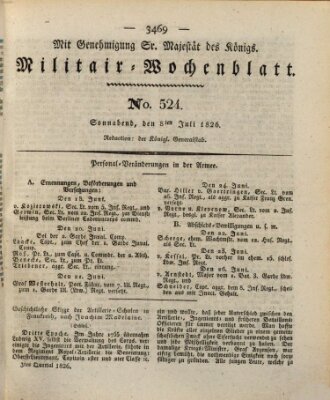 Militär-Wochenblatt Samstag 8. Juli 1826