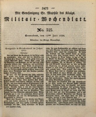 Militär-Wochenblatt Samstag 15. Juli 1826