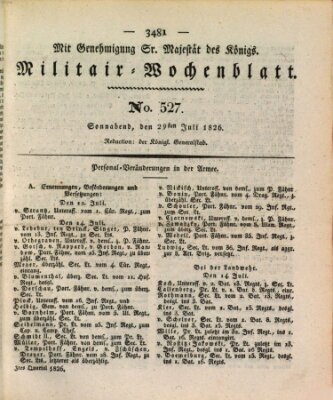 Militär-Wochenblatt Samstag 29. Juli 1826