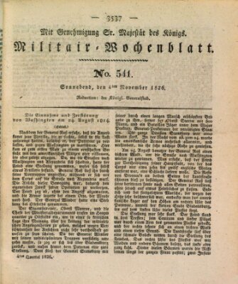 Militär-Wochenblatt Samstag 4. November 1826