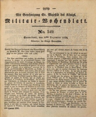 Militär-Wochenblatt Samstag 30. Dezember 1826