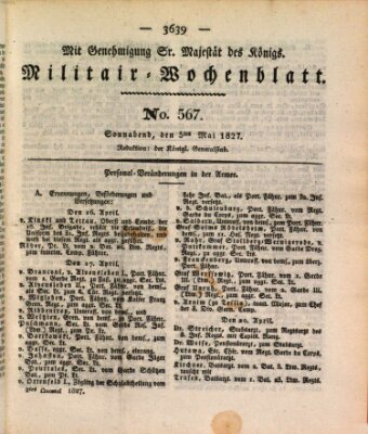 Militär-Wochenblatt Donnerstag 3. Mai 1827