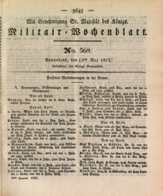 Militär-Wochenblatt Samstag 12. Mai 1827