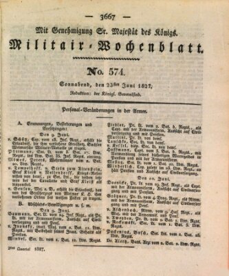 Militär-Wochenblatt Samstag 23. Juni 1827