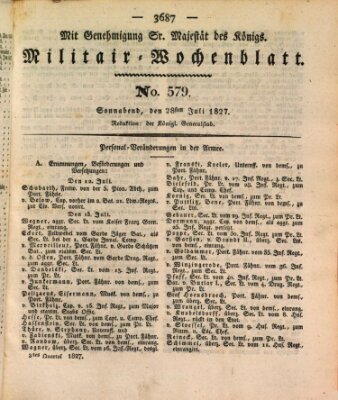 Militär-Wochenblatt Samstag 28. Juli 1827