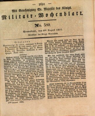 Militär-Wochenblatt Samstag 4. August 1827