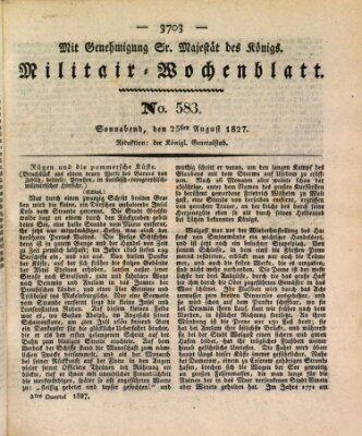 Militär-Wochenblatt Samstag 25. August 1827