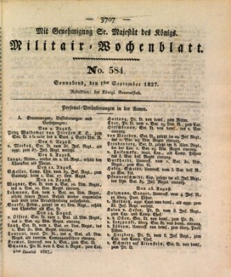 Militär-Wochenblatt Samstag 1. September 1827