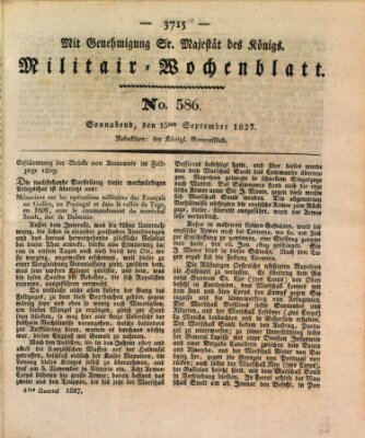 Militär-Wochenblatt Samstag 15. September 1827