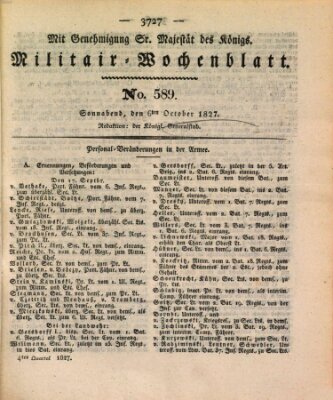 Militär-Wochenblatt Samstag 6. Oktober 1827