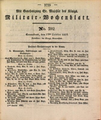 Militär-Wochenblatt Samstag 27. Oktober 1827