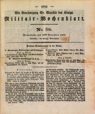 Militär-Wochenblatt Samstag 24. November 1827