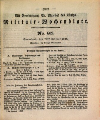 Militär-Wochenblatt Samstag 23. Februar 1828