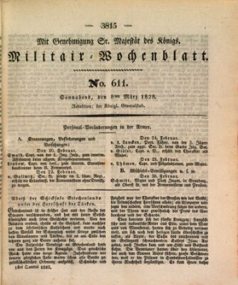 Militär-Wochenblatt Samstag 8. März 1828