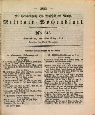 Militär-Wochenblatt Samstag 22. März 1828