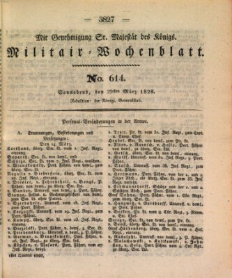 Militär-Wochenblatt Samstag 29. März 1828