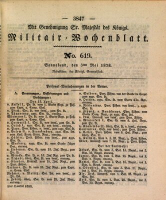 Militär-Wochenblatt Samstag 3. Mai 1828