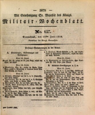 Militär-Wochenblatt Samstag 28. Juni 1828