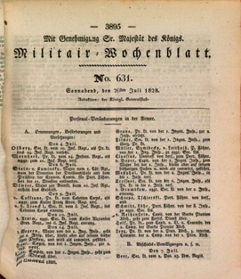 Militär-Wochenblatt Samstag 26. Juli 1828