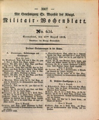 Militär-Wochenblatt Samstag 16. August 1828