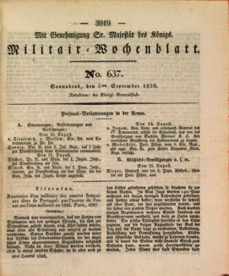 Militär-Wochenblatt Samstag 6. September 1828