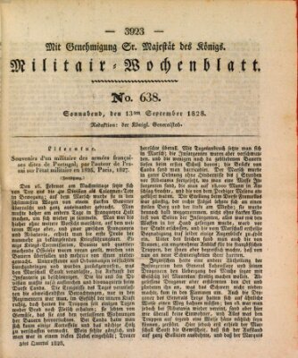 Militär-Wochenblatt Samstag 13. September 1828