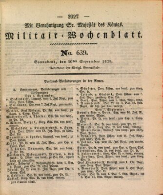 Militär-Wochenblatt Samstag 20. September 1828