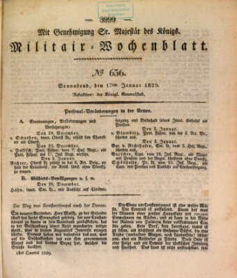 Militär-Wochenblatt Samstag 17. Januar 1829