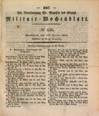 Militär-Wochenblatt Samstag 31. Januar 1829