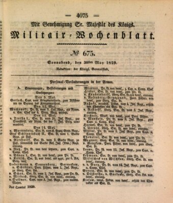 Militär-Wochenblatt Samstag 30. Mai 1829