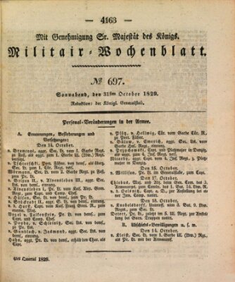 Militär-Wochenblatt Samstag 31. Oktober 1829