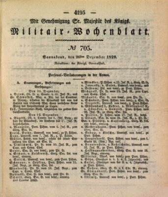 Militär-Wochenblatt Samstag 26. Dezember 1829