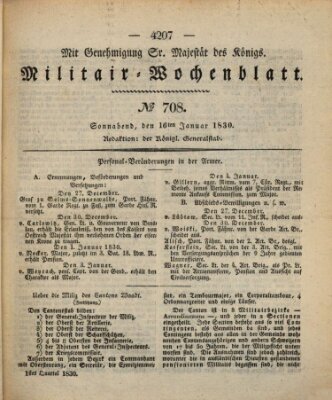 Militär-Wochenblatt Samstag 16. Januar 1830