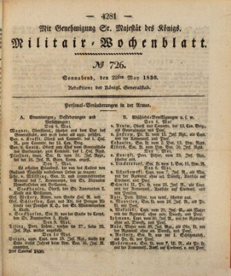 Militär-Wochenblatt Samstag 22. Mai 1830