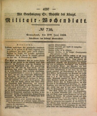 Militär-Wochenblatt Samstag 19. Juni 1830