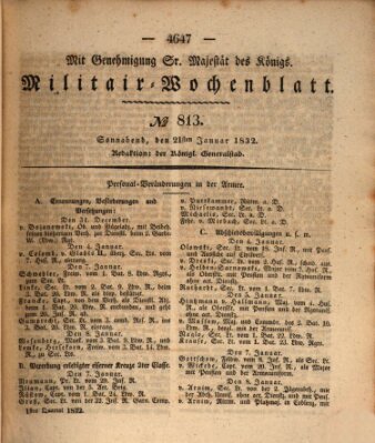 Militär-Wochenblatt Samstag 21. Januar 1832