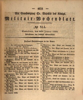 Militär-Wochenblatt Samstag 28. Januar 1832