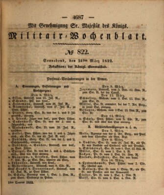 Militär-Wochenblatt Samstag 24. März 1832