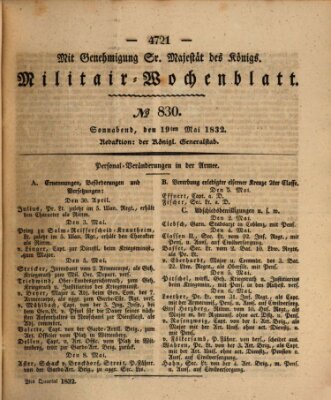 Militär-Wochenblatt Samstag 19. Mai 1832