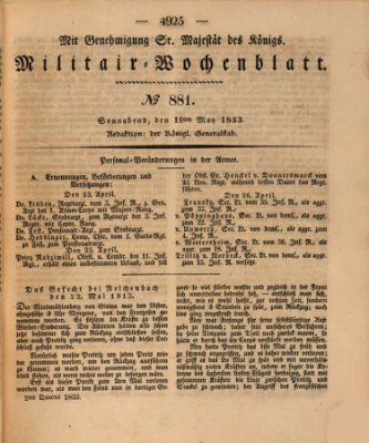 Militär-Wochenblatt Samstag 11. Mai 1833